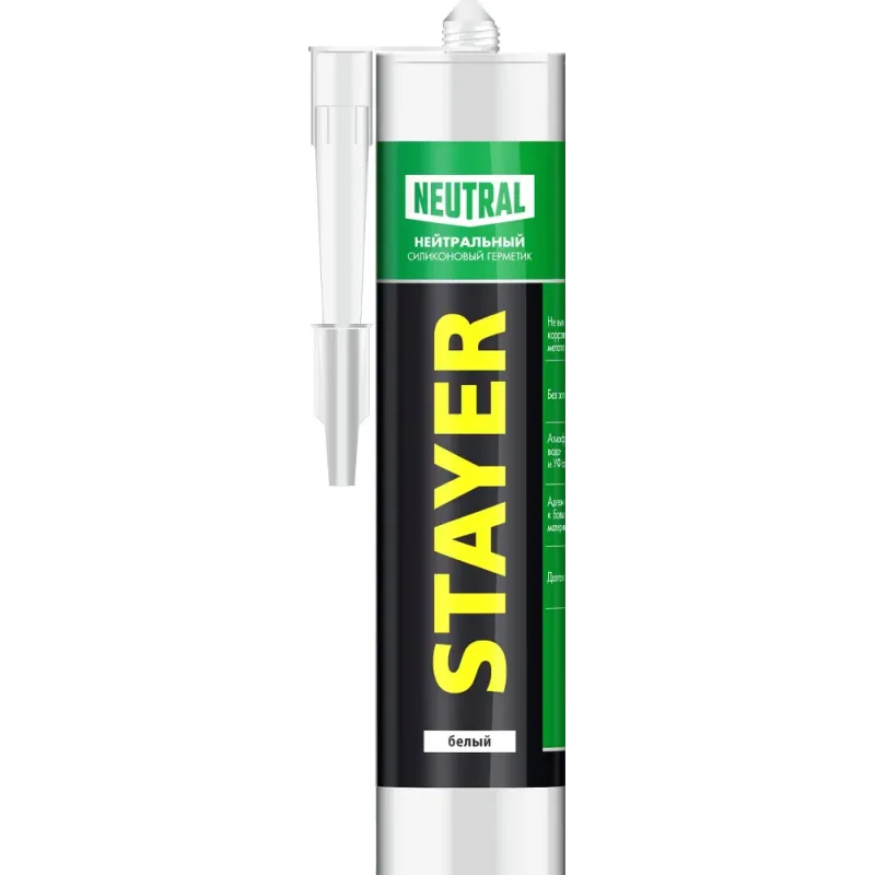 STAYER 260 мл, белый, силиконовый, нейтральный герметик (41217-0)