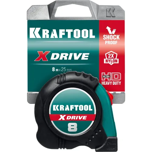 KRAFTOOL X-Drive, 8 м х 25 мм, рулетка (34122-08)