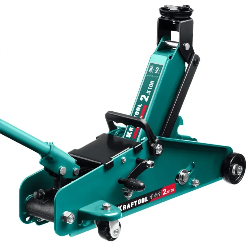 KRAFTOOL S-PIN, 2.5 т, 140 - 385 мм, подкатной домкрат с увеличенным подъемом и фиксатором (43457-2.5)