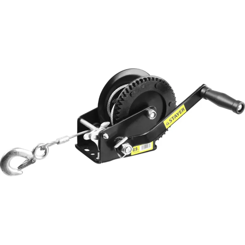 STAYER MAXPull, 0.9 т, 8 м, ручная барабанная тросовая лебедка (43112-0.9)