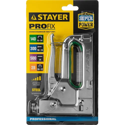 STAYER Max-140, тип 140 (G/11/57) 20GA (6 - 14 мм)/28/300/500, стальной степлер (31508)