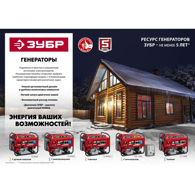 ЗУБР № 2 для генераторов мощностью свыше 4000 Вт, набор колес + рукоятка (НКР-2)