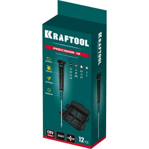 KRAFTOOL Precision-12, 12 предм., для точных работ, набор отверток (25689)