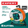 KRAFTOOL EXPERT 4.0, ПВС 3х2.5 50м 4000Вт IP44, силовой удлинитель на стальной катушке (55089-50)