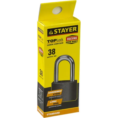 STAYER 38 мм, удлиненная дужка, навесной замок (37160-38-1)
