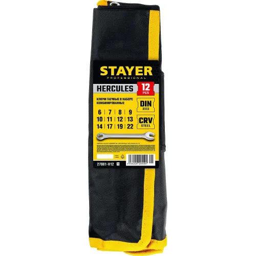 STAYER HERCULES, 12 шт, 6 - 22 мм, набор комбинированных гаечных ключей, Professional (27081-H12)
