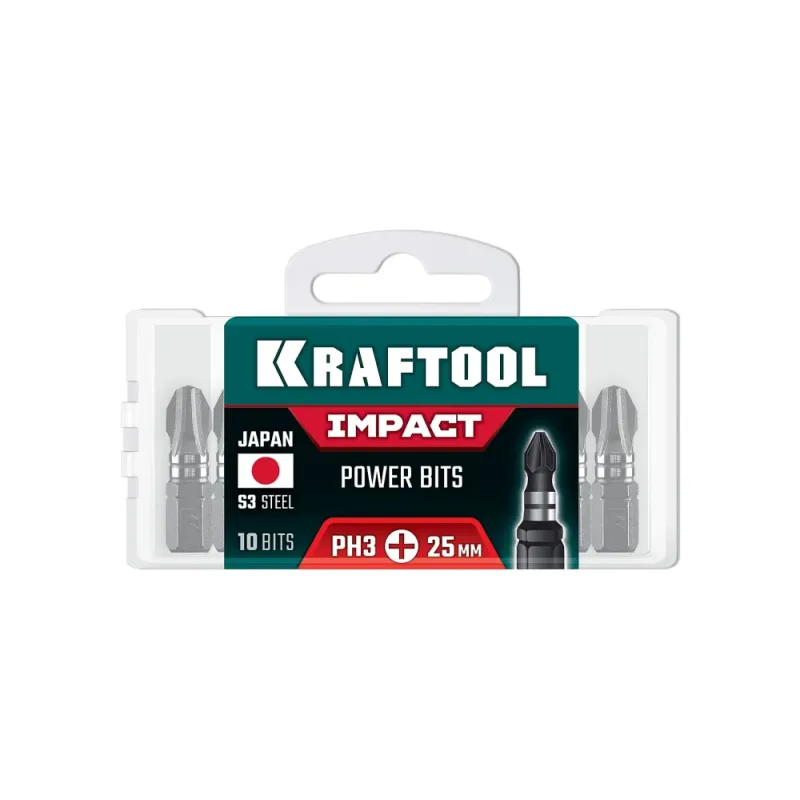 KRAFTOOL Impact PH 3, 25 мм, 10 шт, ударные биты (26191-3-25-S10)