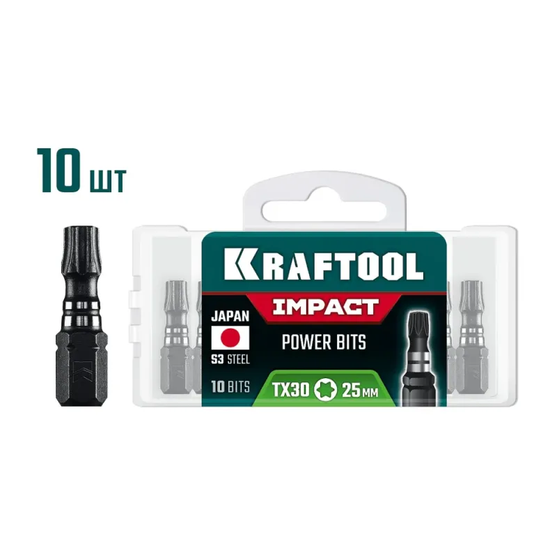 KRAFTOOL Impact TX 30, 25 мм, 10 шт, ударные биты (26195-30-25-S10)