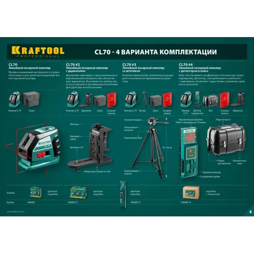 KRAFTOOL CL-70 #4, лазерный нивелир (34660-4)