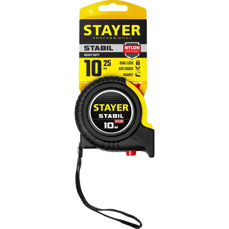 STAYER Stabil, 10 м х 25 мм, рулетка, Professional (34131-10)