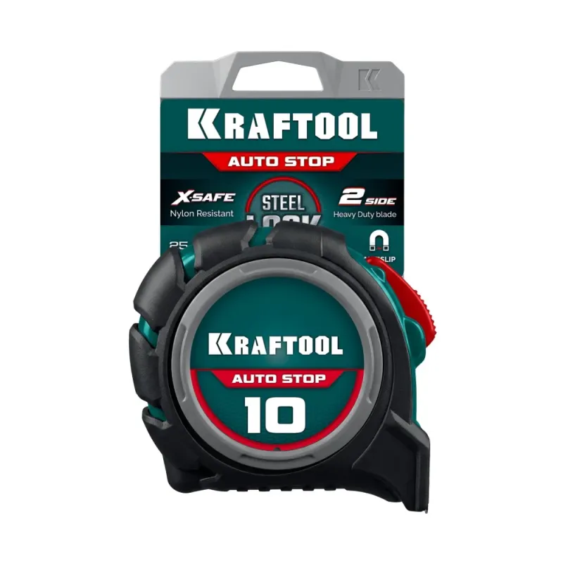 KRAFTOOL AutoStop 10м х 25мм, профессиональная рулетка с автостопом (3412-10-25)