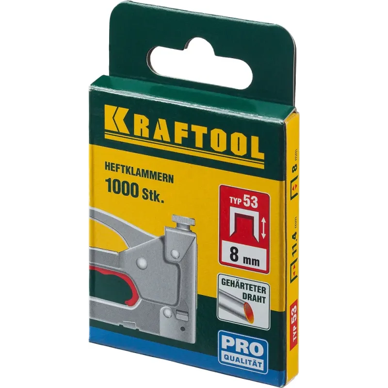 KRAFTOOL скобы тип 53 (A/10/JT21), 8 мм, калибр 23GA. 1000 шт (31670-08)