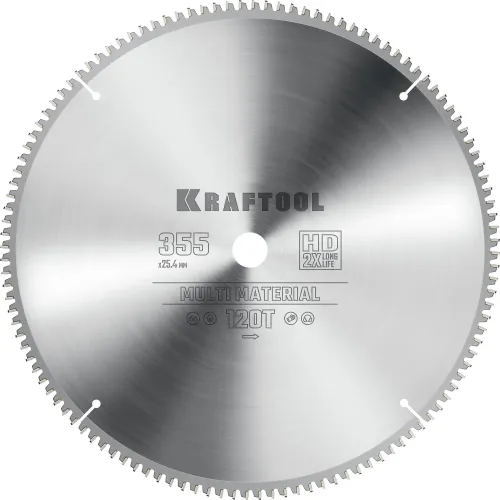 KRAFTOOL Multi Material, 355 х 25.4 мм, 120Т, пильный диск по алюминию (36953-355-25.4)