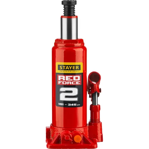 STAYER RED FORCE, в кейсе, 2 т, 181 - 345 мм, бутылочный гидравлический домкрат, Professional (43160-2-K)
