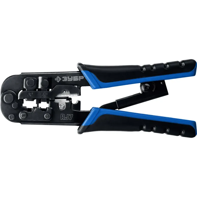 ЗУБР RJ7, (RJ45, RJ11, RJ12), 203 мм, храповый механизм, универсальный кримпер, Профессионал(22650)