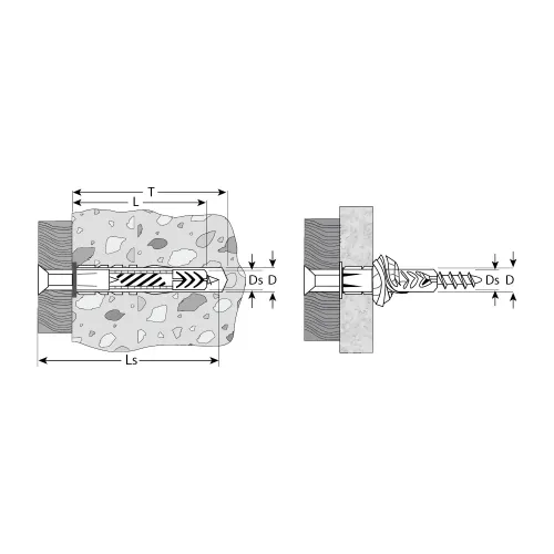 ЗУБР 12 х 71 мм, 6 шт, с бортиком, универсальный дюбель с шурупом (4-301206-12-071)