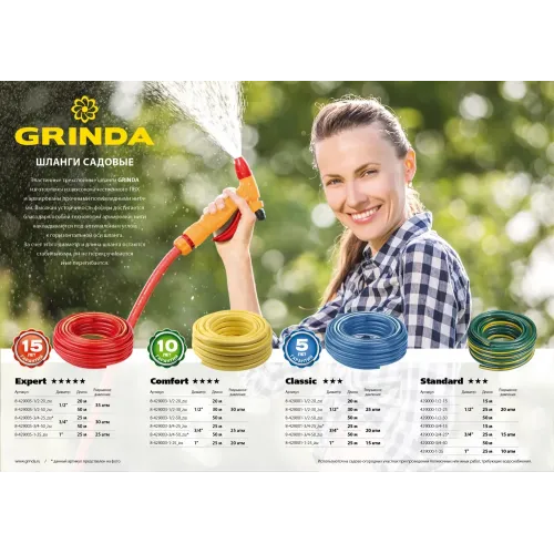 GRINDA Comfort, 3/4″, 25 м, 25 атм, трёхслойный, армированный, поливочный шланг (8-429003-3/4-25)