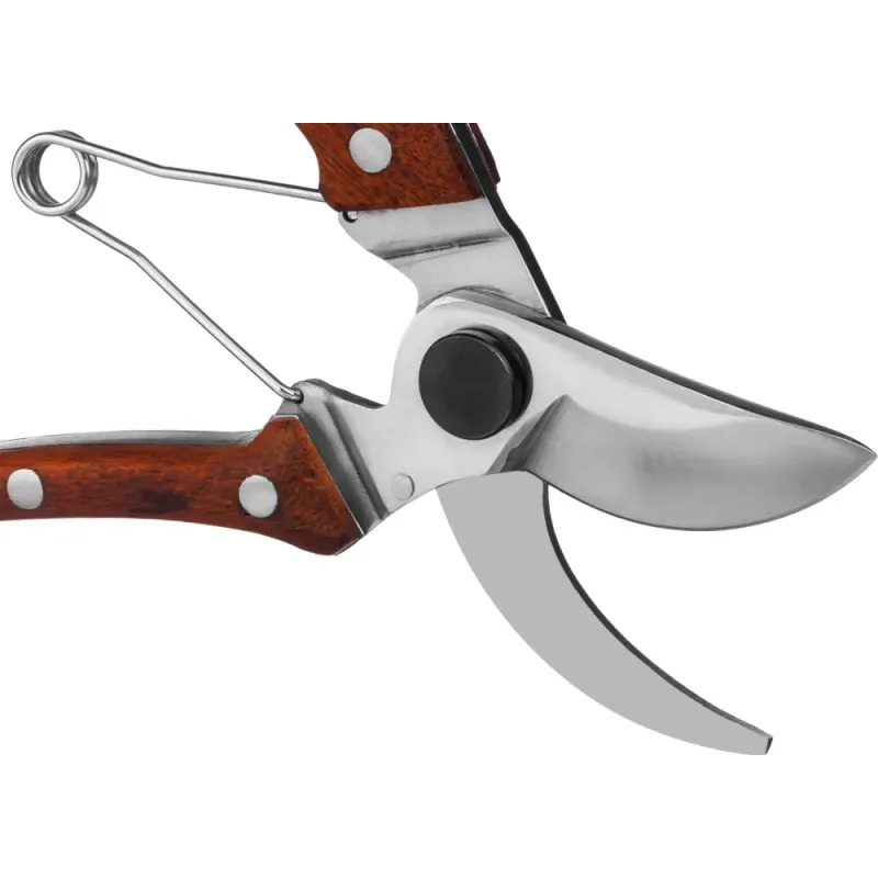 GRINDA P-17, 195 мм, из нержавеющей стали, с деревянными рукоятками, цельнокованый компактный плоскостной секатор, PROLine (423417)