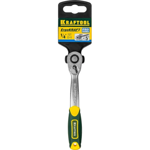 KRAFTOOL 1/4″, 72 зубца, изогнутая трещотка для торцовых головок, Pro (27795-1/4)