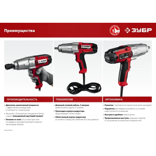 ЗУБР 300 Н·м, 350 Вт, ударный гайковерт (ГС-300)