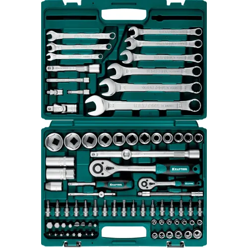 KRAFTOOL X-Drive 82, 82 предм., (1/2″+1/4″), универсальный набор инструмента (27887-H82)