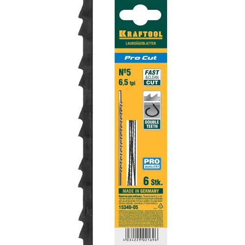 KRAFTOOL Pro Cut, 130 мм, 6 шт, полотна для лобзика (15340-05)