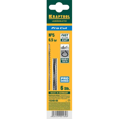 KRAFTOOL Pro Cut, 130 мм, 6 шт, полотна для лобзика (15340-05)