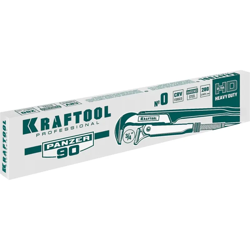 KRAFTOOL PANZER-90, №0, 3/4″, 280 мм, трубный ключ с прямыми губками (2734-05)