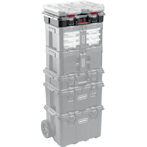 KETER STACKNROLL, 525 х 345 х 147 мм, (21″), пластиковый ящик-органайзер с 10 регулируемыми ячейками (38399)