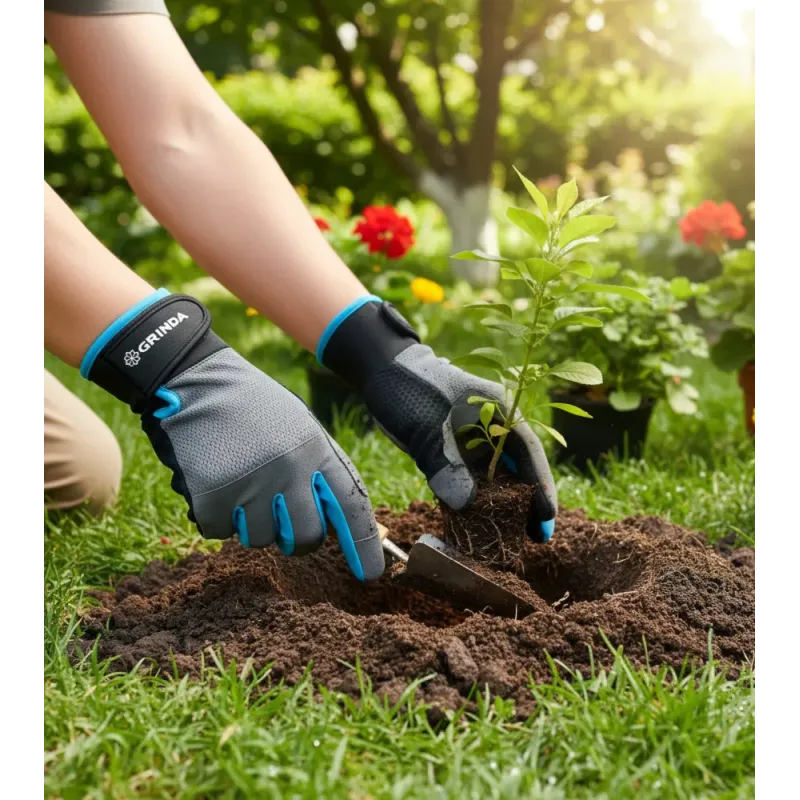 GRINDA FLORA, S (7), садовые перчатки из искусственной кожи с усиленным наладонником и кончиками пальцев, противоскользящие, PRO Line (1138-S)