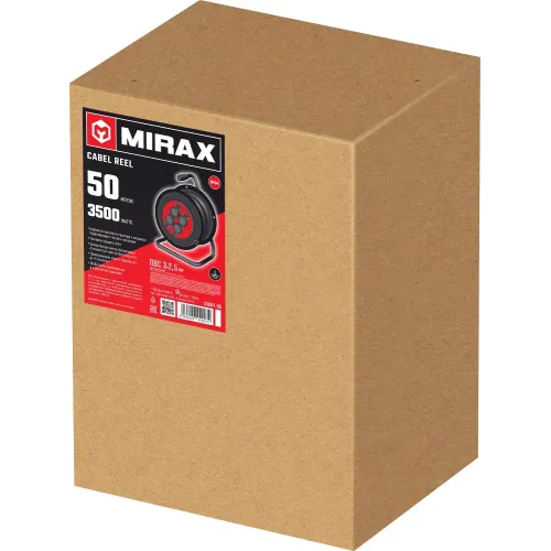 MIRAX ПВС, 3 х 2.5 мм2, 50 м, 3500 Вт, IP44, силовой удлинитель на катушке (55051-50)