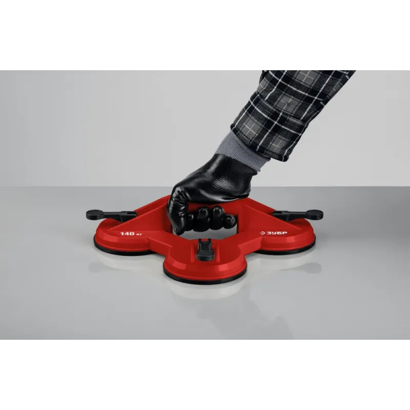 ЗУБР 140 кг, пластмассовый, тройной, стеклодомкрат на присоске (33724-3)