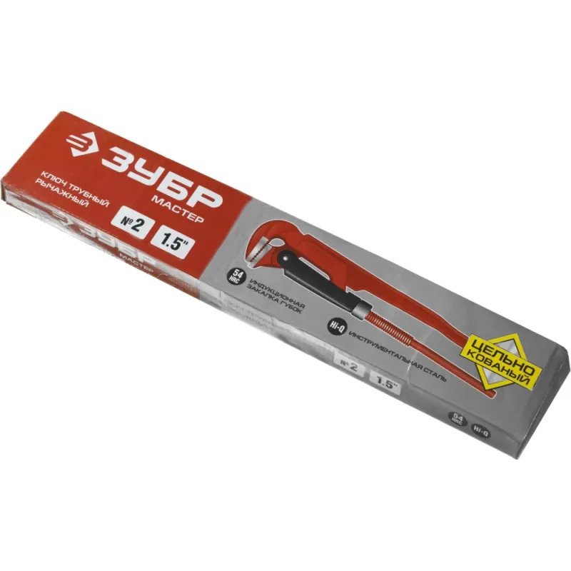 ЗУБР №2, 1.5″, 440 мм, трубный ключ с прямыми губками (27314-2)