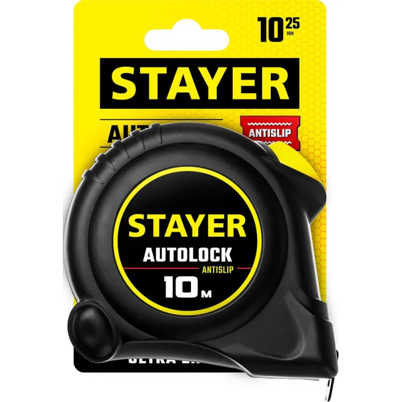 STAYER AutoLock, 10 м х 25 мм, рулетка с автостопом (2-34126-10-25)