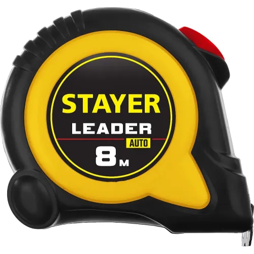 STAYER Leader, 8 м х 25 мм, рулетка с автостопом, Professional (3402-08-25)