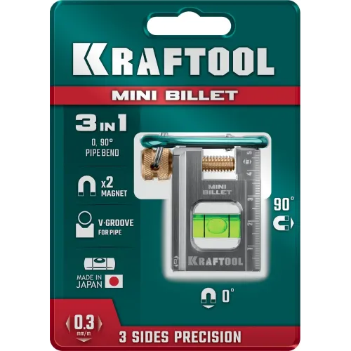 KRAFTOOL BILLET-5 MINI, 50 мм, брусковый магнитный уровень (34791)