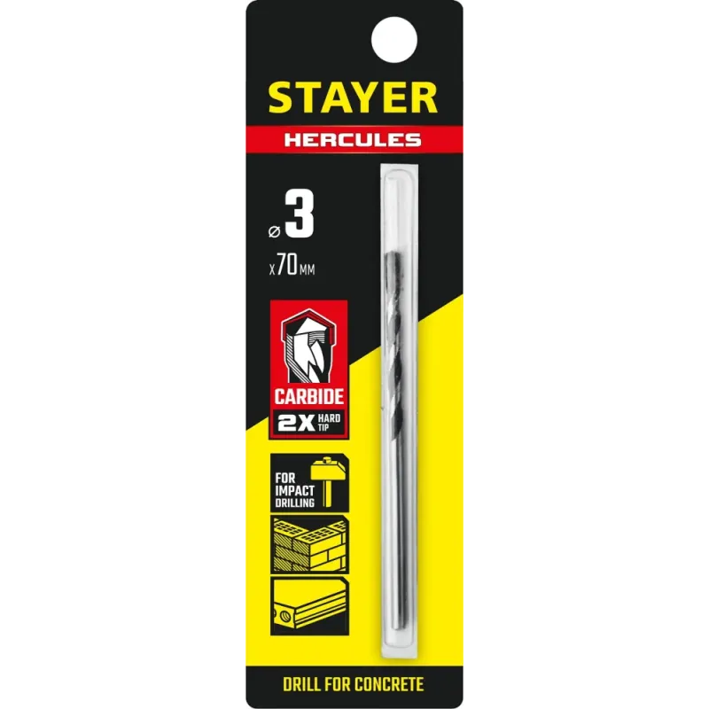STAYER Hercules, 3 x 70 мм, сверло по бетону, Professional (2915-070-03)