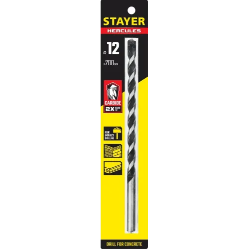 STAYER Hercules, 12 x 200 мм, cверло по бетону, Professional (2915-200-12)