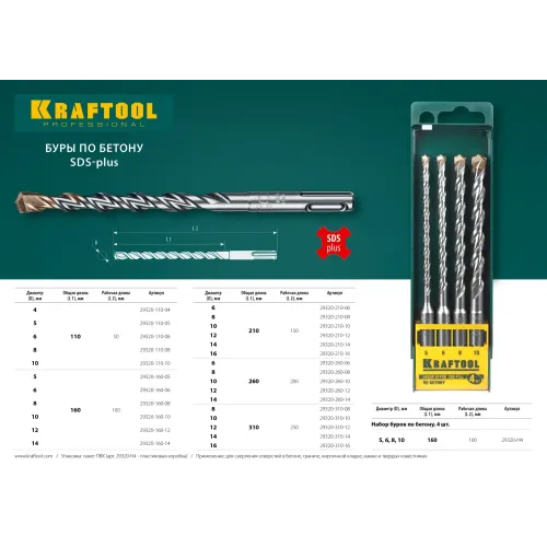 KRAFTOOL Expert, 6 х 260 мм, SDS-plus бур (29320-260-06)