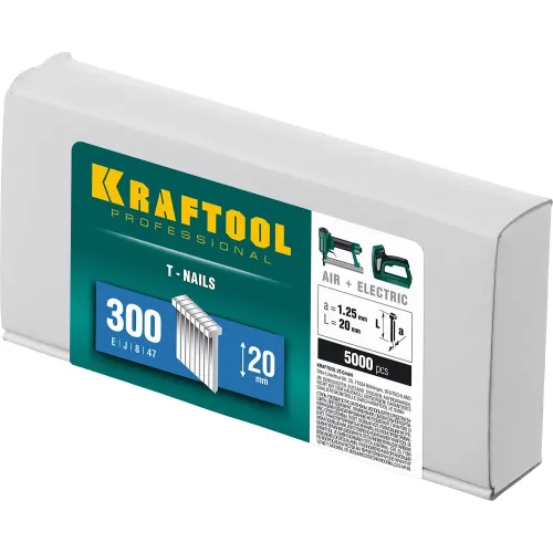 KRAFTOOL гвозди тип 300 (47/J/ F), 20 мм, калибр 18GA. 5000 шт (31785-20)