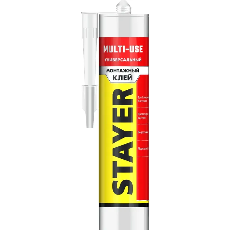 STAYER MULTI USE, 280 мл, белый, универсальный монтажный клей, Professional (41321)