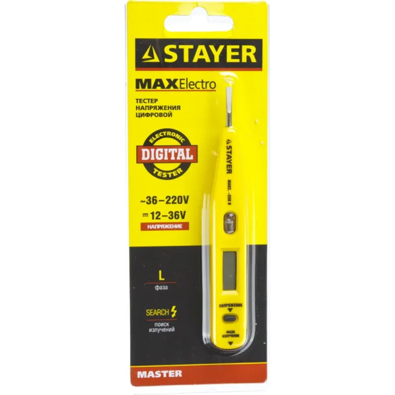 STAYER MAXElectro, 12 - 220 В, 125 мм, тестер напряжения (45290)
