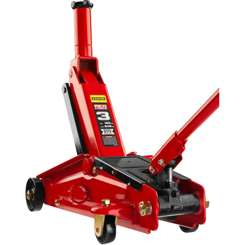 STAYER R-55 RED FORCE, 3 т, 155 - 545 мм, подкатной домкрат с высоким подъемом, Professional (43157-3)