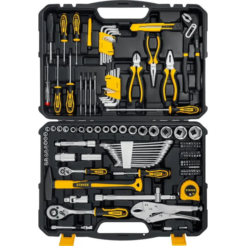 STAYER UNIVERSAL 150, 150 предм., (1/2″+ 1/4″), универсальный набор инструмента, Professional (27710-H150)