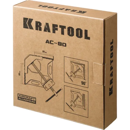KRAFTOOL AC-80, глубина зажима 70 мм, мощная алюминиевая угловая струбцина (32202)