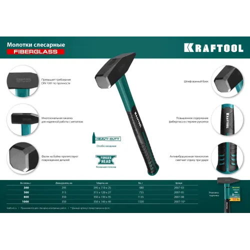 KRAFTOOL Fiberglass, 300 г, слесарный молоток (2007-03)