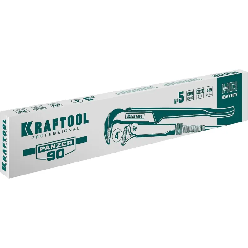 KRAFTOOL PANZER-90, №5, 4″, 745 мм, трубный ключ с прямыми губками (2734-40)