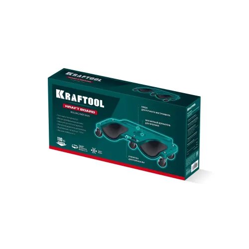 KRAFTOOL KRAFT BOARD на единой, базе, 5 колёс, лоток для инструментов, нагрузка до 110кг, строительные наколенники на колёсах (11513)