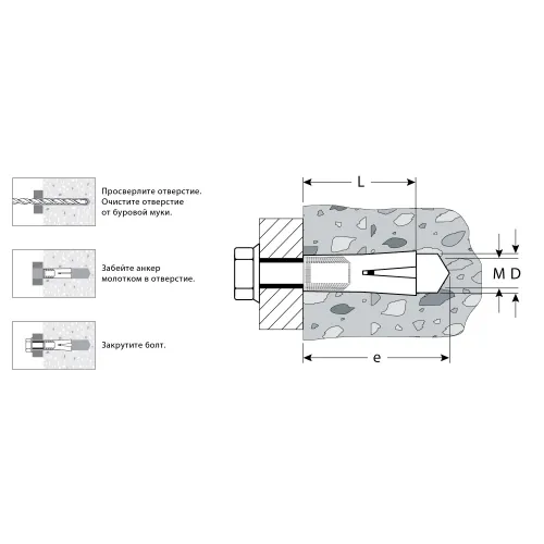 ЗУБР 16 х 65 мм, 25 шт, забивной анкер (4-302055-16-065)