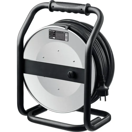 KRAFTOOL HEAVY DUTY 4.0, КГ 3х2.5 50м 4000Вт IP44, силовой удлинитель на стальной катушке (55086-50)